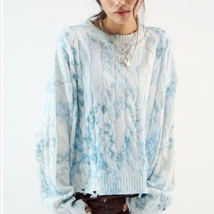 Brand new Blue Tie-Dye Women's Crew Neck Scuffers Sweater